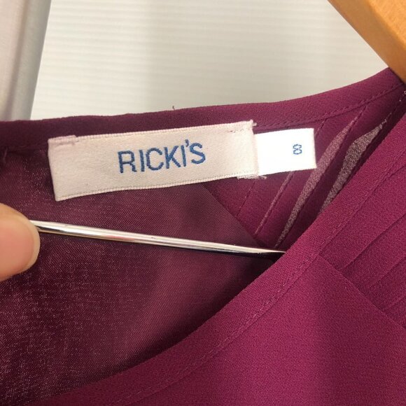 Ricki's Purple‎ Sleeveless Gold Zipper Fit & Flare Dress Sz 8 - Picture 10 of 11